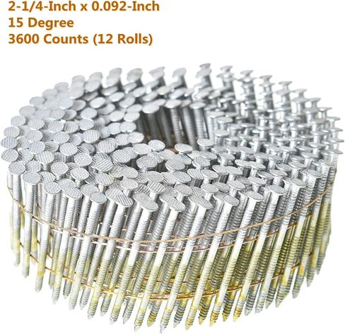 kimllier 3600 Count Coil Siding Nail Full Round Head Wire Collated Coil 15-Degree 2-1/4-Inch x .092-Inch Ring Shank Hot Dipped Galvanized in Saudi Arabia