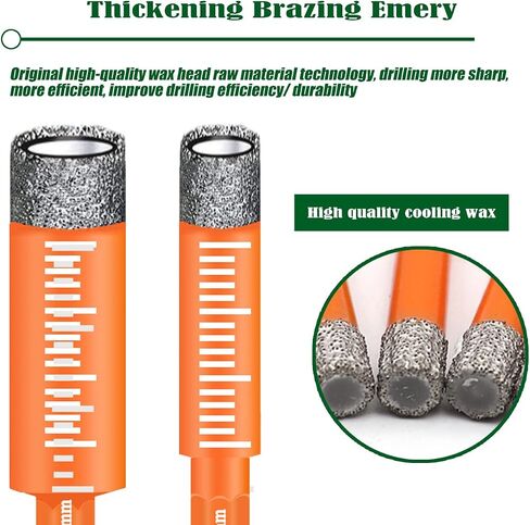 JOERIC 8 PCS Black Dry Diamond Drill Bits Set, Hex Shank Diamond Hole Saw Kit with Storage Bottle, for Granite Marble Tile Ceramic Stone Glass Hard Materials (Not for Wood) with Size 3/16'' to 9/16'' in Kuwait