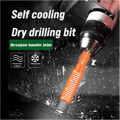 JOERIC 8 PCS Black Dry Diamond Drill Bits Set, Hex Shank Diamond Hole Saw Kit with Storage Bottle, for Granite Marble Tile Ceramic Stone Glass Hard Materials (Not for Wood) with Size 3/16'' to 9/16'' in Kuwait