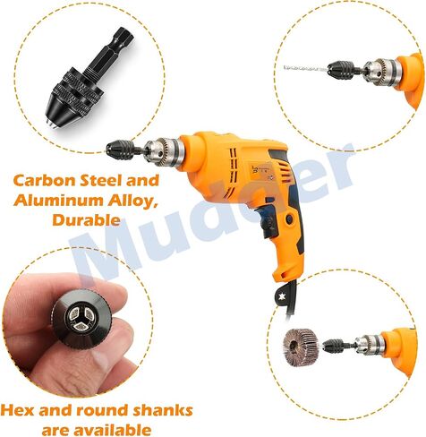 4 Pieces Keyless Drill Chuck, 1/4, 1/8, 1/16 Inch Hex and Round Shanks Small Drill Chuck Change Adapter in Saudi Arabia