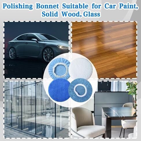8pcs 5-6 inch Buffing Pads Orbital Polishing Pad 4 Colors 5'' to 6'' Microfiber Coral Fleece Bonnet Car Buffer Polisher Waxing Covers for Automobile Glass Cleaning and Polish in Saudi Arabia