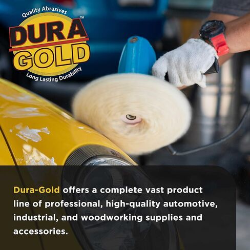 عبوة من 3 قطع من 8 وسائد تلميع وحلقة من الصوف من Dura-Gold مع لوحة دعم مرنة بحواف 17.78 سم - قطع مركب، تلميع - يناسب أدوات تلميع وتفاصيل السيارات الأوتوماتيكية - طلاء وقارب in Kuwait