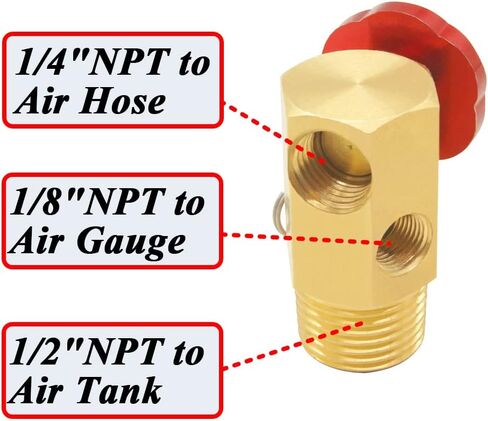 خزان الهواء Qolekog 1/2"NPT تانك 1/4"NPT خرطوم 1/8"مقياس NPT مع إيقاف صمام تخفيف صمام ملء منفذ لضاغط الهواء المحمول خزان الحمل in Kuwait