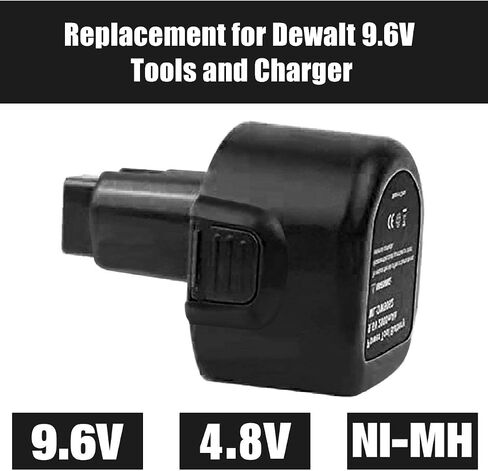 VANON [Upgrade to 4800mAh DW9062 Ni-MH Replacement for Dewalt 9.6V Battery DW9061 DW926 DC750KA DW955K DW955 DW926K-2 DW926K DW902 DW050 DE9062 DE9061 DE9036 DW955K-2 DW050K(2Pack, Black) in Saudi Arabia