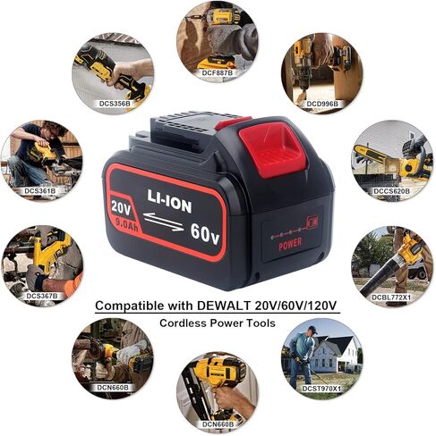 Biswaye بطارية 9.0Ah DCB609 بديلة لديوالت 20 فولت/60 فولت 120 فولت ماكس XR بطارية ليثيوم أيون DCB606 DCB609 DCB612 DCB203 DCB204 DCB207 DCB206 DCB201 in Kuwait