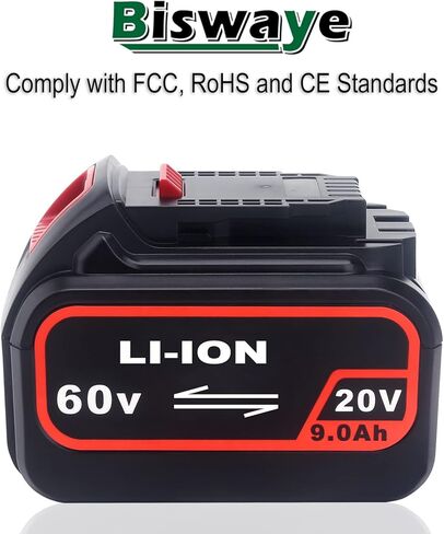 Biswaye بطارية 9.0Ah DCB609 بديلة لديوالت 20 فولت/60 فولت 120 فولت ماكس XR بطارية ليثيوم أيون DCB606 DCB609 DCB612 DCB203 DCB204 DCB207 DCB206 DCB201 in Kuwait