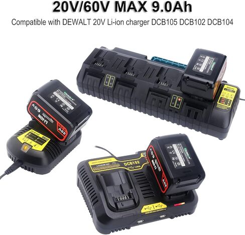 Biswaye بطارية 9.0Ah DCB609 بديلة لديوالت 20 فولت/60 فولت 120 فولت ماكس XR بطارية ليثيوم أيون DCB606 DCB609 DCB612 DCB203 DCB204 DCB207 DCB206 DCB201 in Kuwait