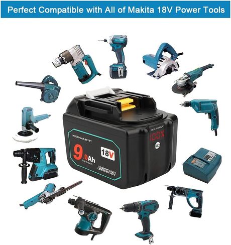 TENMOER 18V 9.0Ah BL1890 Replacement Battery Compatible with Makita 18V BL1830B BL1860B Cordless Drill with LED Screen Display,2-Pack in Saudi Arabia