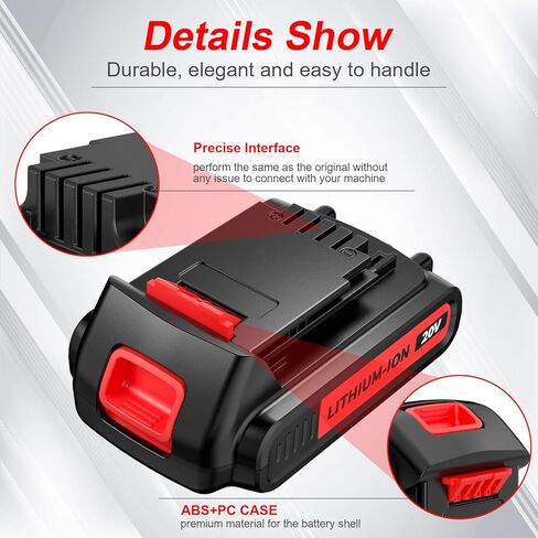 POWTREE LBXR20 20V 3.8Ah بديلة لبلاك اند ديكر 20 فولت ماكس بطارية ليثيوم LB20 LBX20 LBXR2020-OPE LBX4020 بطارية أدوات لاسلكية مع شاحن بطارية بلاك اند ديكر 20 فولت in Kuwait