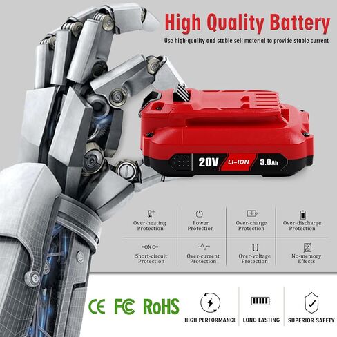JIALIPOK CMCB205 20V 3.0Ah Lithium Replacement for Craftsman 20V Battery CMCB202 CMCB202-2 CMCB204 CMCB204-2 CMCB201 CMCB206 CMCS500B CMCD700C Craftsman V20 Battery (2PACK) in Kuwait