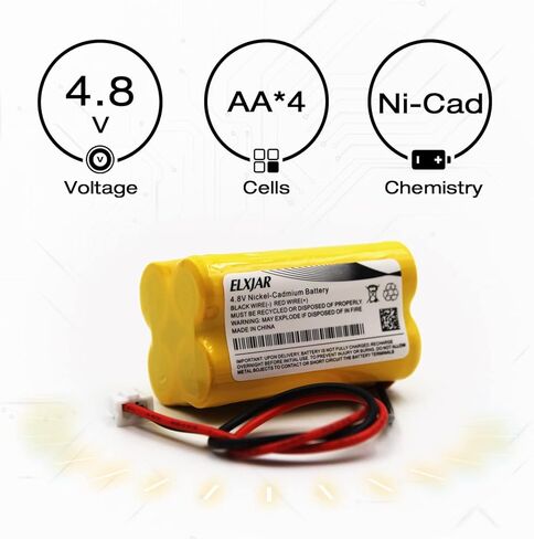 (4 عبوات) بطارية بديلة 4.8 فولت 700 مللي أمبير في الساعة BL93NC487 Ni-CD لـ Emergi-Lite BL93NC487، Exit Light Co BAA-48R BAA48R، Interstate NIC0186، Dantona Custom-43 Custom43، OSI OSA-126 OSA126 BL93NC484 BL93NC485 in Kuwait