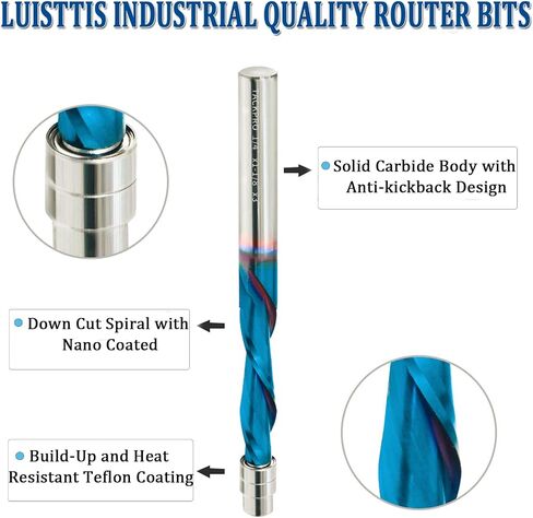 Up Down Cut Router Bits 1/4 Shank Spiral Compression Router Bit, Solid Carbide Router Bits with Nano Blue Coated for CNC Router Bits Table Router End Mill in Saudi Arabia