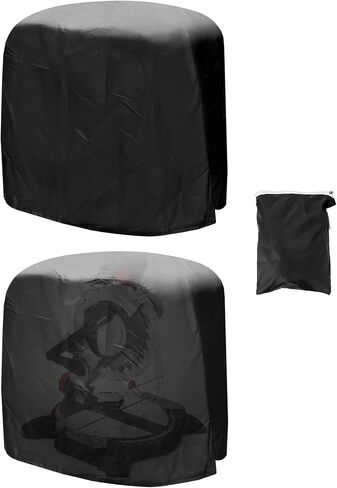 QWORK Dustproof Miter Saw Cover, 210D Oxford Cloth with Bottom Drawcord Fits Most Miter Saws, Planers, Machine Tools, Rustproof and Waterproof, Black in Saudi Arabia