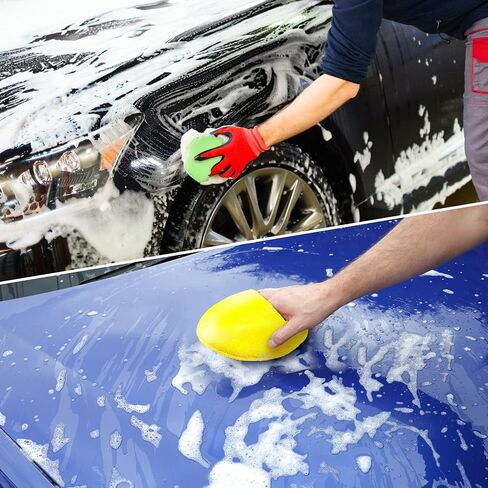 20 قطعة من الألياف الدقيقة لتطبيق الشمع على البشرة، إسفنجة دائرية من الألياف الدقيقة ووسادات تنظيف الأسفنجة الإسفنجية للسيارات والأصفر والأخضر والأزرق الداكن in Kuwait