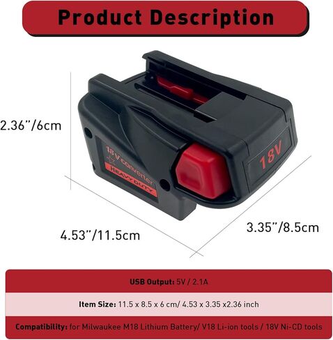 محول محول أليان لبطارية ميلووكي M18 18 فولت ليثيوم أيون إلى بطارية ميلووكي V18 48-11-1830؛ 48-11-2200 48-11-2230 18 فولت محول بطارية أداة NI-CD in Kuwait