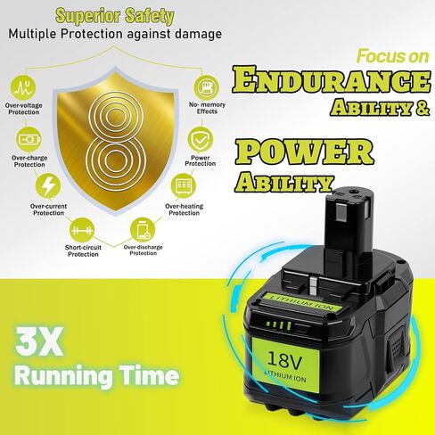 ترقية! 】 CaliHutt 18V 9.0Ah استبدل البطارية لبطارية Ryobi ONE + Plus 18V ذات سعة عالية 18V بطارية ليثيوم أيون P102 P104 P105 P106 P108 P107 P109 للأدوات الكهربائية اللاسلكية in Saudi Arabia