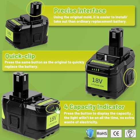 ترقية! 】 CaliHutt 18V 9.0Ah استبدل البطارية لبطارية Ryobi ONE + Plus 18V ذات سعة عالية 18V بطارية ليثيوم أيون P102 P104 P105 P106 P108 P107 P109 للأدوات الكهربائية اللاسلكية in Saudi Arabia