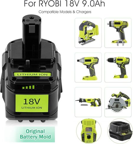 ترقية! 】 CaliHutt 18V 9.0Ah استبدل البطارية لبطارية Ryobi ONE + Plus 18V ذات سعة عالية 18V بطارية ليثيوم أيون P102 P104 P105 P106 P108 P107 P109 للأدوات الكهربائية اللاسلكية in Saudi Arabia