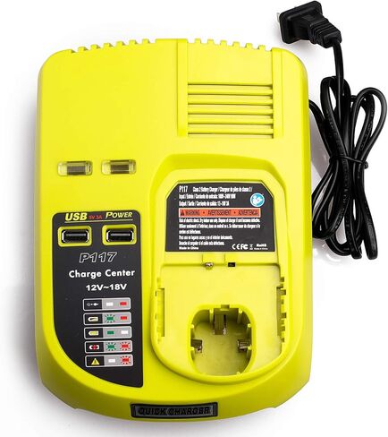 Lilocaja Replacement for Ryobi 18V Battery Charger P117, for P118 3A ONE+ Dual Chemistry Charger, Compatible with Ryobi 12V 14.4V 18V ONE+ Li-Ion Ni-Cd Ni-Mh Battery(Not for 12V/14.4V Li-Ion Battery) in Kuwait