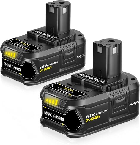VANON 7.0Ah P108 18v بديل لبطارية ryobi 18v 2 حزمة بطاريات ليثيوم أيون عالية السعة متوافقة مع P108 P102 P103 P104 P105 P106 P107 P109 P122 BPL18151 BPL1820 أداة لاسلكية in Saudi Arabia