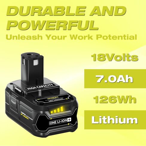 VANON 7.0Ah P108 18v بديل لبطارية ryobi 18v 2 حزمة بطاريات ليثيوم أيون عالية السعة متوافقة مع P108 P102 P103 P104 P105 P106 P107 P109 P122 BPL18151 BPL1820 أداة لاسلكية in Saudi Arabia