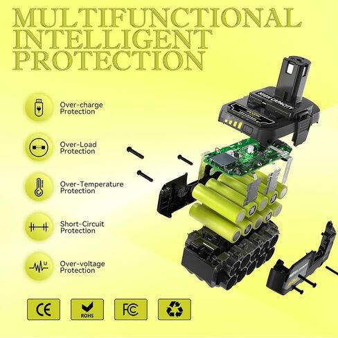 VANON 7.0Ah P108 18v بديل لبطارية ryobi 18v 2 حزمة بطاريات ليثيوم أيون عالية السعة متوافقة مع P108 P102 P103 P104 P105 P106 P107 P109 P122 BPL18151 BPL1820 أداة لاسلكية in Saudi Arabia