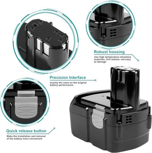 [2Pack] 18V 6.0Ah! High-Output Battery for Hitachi Power Tools BCL1815 BCL1820 BCL1825 BCL1830 BCL1840 EBM1830 327730 327731 Li-ion 18-Volt Battery in Kuwait