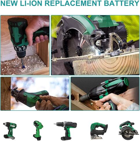 [2Pack] 18V 6.0Ah! High-Output Battery for Hitachi Power Tools BCL1815 BCL1820 BCL1825 BCL1830 BCL1840 EBM1830 327730 327731 Li-ion 18-Volt Battery in Kuwait