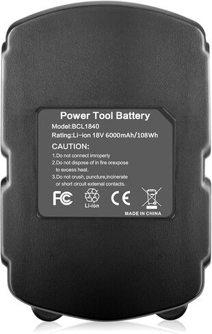 [2Pack] 18V 6.0Ah! High-Output Battery for Hitachi Power Tools BCL1815 BCL1820 BCL1825 BCL1830 BCL1840 EBM1830 327730 327731 Li-ion 18-Volt Battery in Kuwait