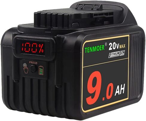 TENMOER 20V Max 9.0Ah Premium Battery Compatible with Dewalt 20V Cordless Tools with Digital Indicator in Kuwait