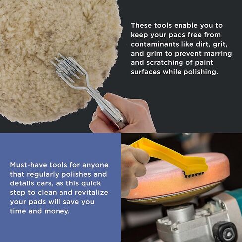 TCP Global Polishing and Buffing Pad Cleaning Spur Tool and Foam Pad Conditioning Brush - Clean Recondition Polisher Buffer Wool Compound & Polish Pads - Revitalize Microfiber Bonnets, Auto Detailing in Saudi Arabia