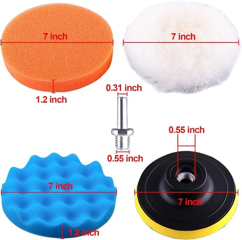 SIQUK 9 Pieces 5 Inch Buffing Pads Kit Foam Buffer Polisher Pads 5 Inch Hook and Loop Polishing Pads Buffer Attachment for Drill in Saudi Arabia