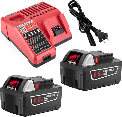 بطارية بديلة 6.0 امبير في الساعة 18 فولت لبطارية ميلووكي M18 وشاحن متوافق مع بطارية ميلووكي 48-11-1852 48-59-1850 48-11-1850 وشاحن بطارية بديل ميلووكي M18 من انتروبوت in Kuwait