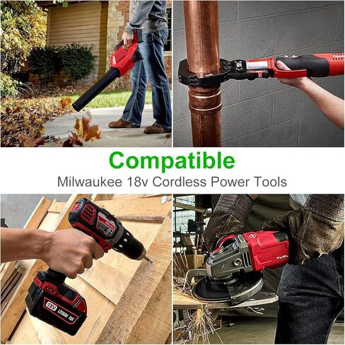 بطارية بديلة 6.0 امبير في الساعة 18 فولت لبطارية ميلووكي M18 وشاحن متوافق مع بطارية ميلووكي 48-11-1852 48-59-1850 48-11-1850 وشاحن بطارية بديل ميلووكي M18 من انتروبوت in Kuwait