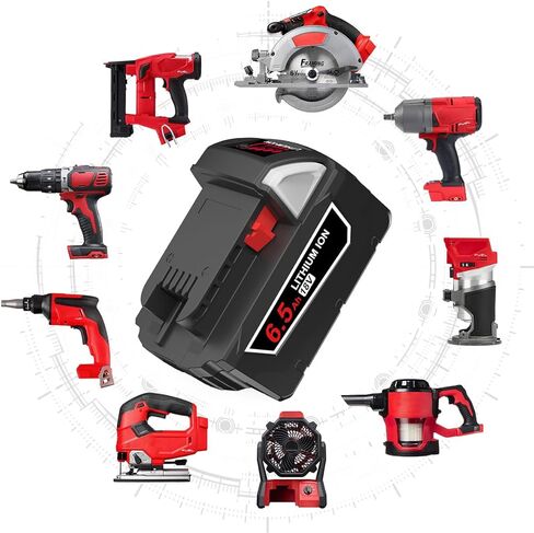 بطارية بديلة 6.0 امبير في الساعة 18 فولت لبطارية ميلووكي M18 وشاحن متوافق مع بطارية ميلووكي 48-11-1852 48-59-1850 48-11-1850 وشاحن بطارية بديل ميلووكي M18 من انتروبوت in Kuwait