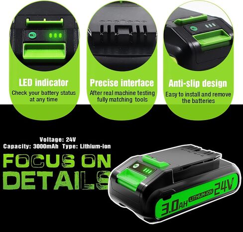 TenHutt 【Upgrade】 3.0Ah 24V Replace Battery for Greenworks 29842 29852 Lithium Battery Compatible with 20352 22232 2508302 24V Cordless Tools in Saudi Arabia