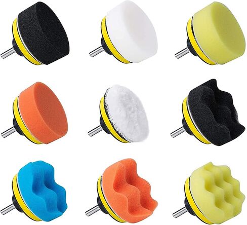 GOH DODD 33 Pieces 4 Inch Buffing Polishing Pads, Car Foam Drill Polishing Pad Kit Sponge Pads Buffer Polisher Kit Headlight Restoration Kit with Wool Pads for Car Polishing, Waxing and Cleaning in Saudi Arabia