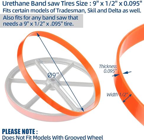 9 بوصة × 1/2 بوصة × 0.96 بوصة إطارات اليوريثان ذات المنديل - للحرف اليدوية 137.21409 دلتا BS100 28-150 ريوبي BS901 غريزلي G1052 بلاك آند ديكر BDBS100 برو تيك 3203 Shopfox W1749 باورماتك - عبوتان in Kuwait