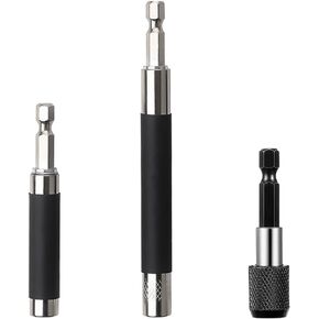 Kigauru 3Pcs Screw Drive Guide Drill Bit Zinc Plated Alloy Quick Release Magnetic Screwdriver Extension Holder with Magnetic Drill Bit Extension CR-V 1/4 Inch Hex Shank for Holder Drill Accessories in Kuwait