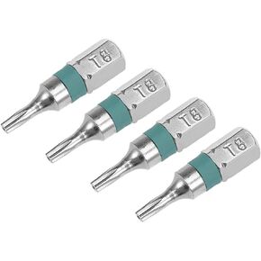 uxcell 4pcs 25mm Long 1/4" Hex Shank T8 Security Torx High Quantity Screwdriver Bits S2 High Alloy Steel in Kuwait
