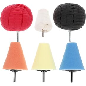 IMIKEYA مجموعة تلميع السيارات: 6 قطع من أدوات تلميع السيارة وتلميعها للثقب تلميع الإسفنج وسادة التلميع الإسفنجية أدوات تلميع الإسفنج لعجلات السيارة محور العناية المعدنية in Kuwait