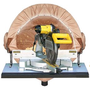GARVIN Miter Saw Dust Collection Hood with Light, Dust Solution for Table Miter Saw, Chop Saw Hood Dust Collector Attachment, Accessory Holes, with Storage Bag, Fits All Miter Saws Khaki
