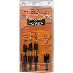 Countersinks Set of 3-9/64", 11/64" 13/64" with Free 3/8" Plug Cutter W.L. Fuller Inc. Quality for 6,8 &10 Screws in Saudi Arabia