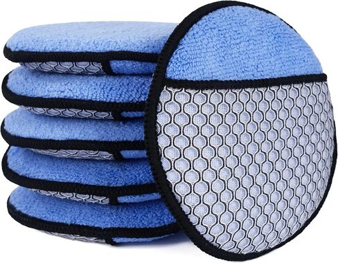 بوليتي وسادة توزيع الشمع من المايكروفايبر مع جيب للاصبع ومقشر شبكي، 6 قطع (ازرق، 5 انش) in Kuwait