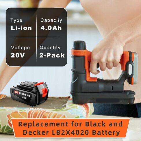 2 حزمة 4.0Ah LBXR20 استبدال البطارية لبلاك اند ديكر 20 فولت بطارية ليثيوم أيون ماكس LB20 LBX20 LBXR2020 LBX4020 LB2X4020-OPE LBXR20-OPE in Kuwait