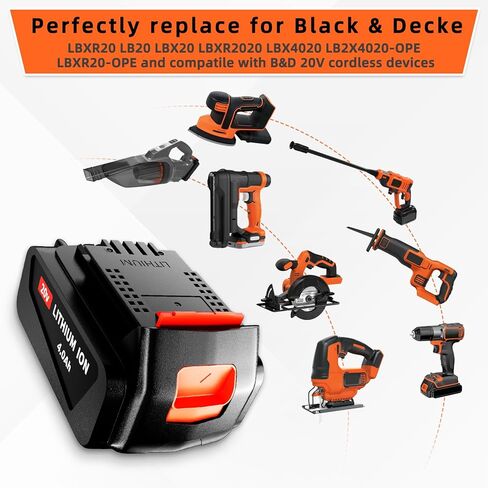 2 حزمة 4.0Ah LBXR20 استبدال البطارية لبلاك اند ديكر 20 فولت بطارية ليثيوم أيون ماكس LB20 LBX20 LBXR2020 LBX4020 LB2X4020-OPE LBXR20-OPE in Kuwait