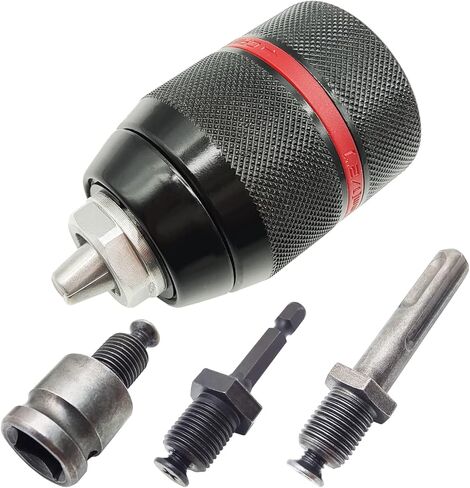 ظرف مثقاب يدوي سريع التغيير بدون مفتاح من باتوبرو 1/2-20UNF 1.5-13 ملم مع ساق اس دي اس-بلس 1/4 انش هيكس شانك 1/2 انش محول مفتاح ربط 1/2 انش in Kuwait