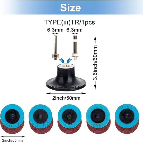 مجموعة أقراص التغيير السريع رولوك 100 قطعة، أقراص سنفرة A/O مقاس 2 بوصة مع حامل 1/4 بوصة، أقراص تكييف السطح لمطحنة القالب، شريط إعداد السطح، طحن طلاء لدغ، إزالة طلاء الصدأ in Kuwait