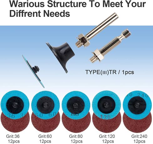 مجموعة أقراص التغيير السريع رولوك 100 قطعة، أقراص سنفرة A/O مقاس 2 بوصة مع حامل 1/4 بوصة، أقراص تكييف السطح لمطحنة القالب، شريط إعداد السطح، طحن طلاء لدغ، إزالة طلاء الصدأ in Kuwait