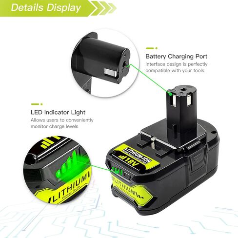 2 حزمة 6.5ah PBP003 P108 استبدال لبطارية ليثيوم Ryobi 18V مع مقياس الوقود على متن الطائرة PBP002 P102 P103 P104 P105 P107 P108 P109 P190 P122 حزم بطارية أداة لاسلكية in Kuwait